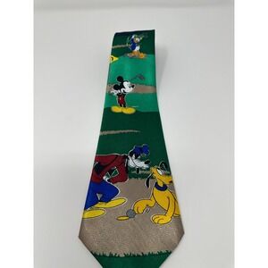 Walt Disney World Tie Mickey Mouse Pluto Goofy‎ Donald Duck Golfing 56L x 3.75W